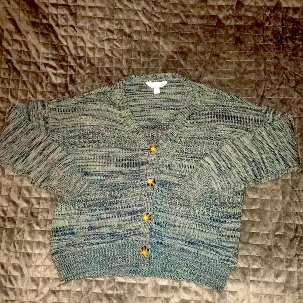 Cropped Knit Button-Up Sweater